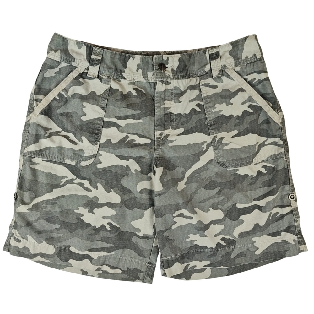 Carhartt Womens Gray Camo Cargo Shorts Relaxed Fit Cotton Ripstop 102093 Size 12